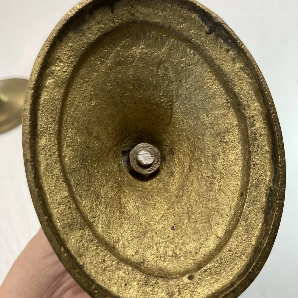 Pair of Vtg MCM Brass Metal Candle Candlestick‎ Holders 7.5